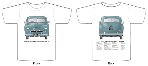 Standard Vanguard Phase 1a 1953-55 (blue) T-shirt Front & Back